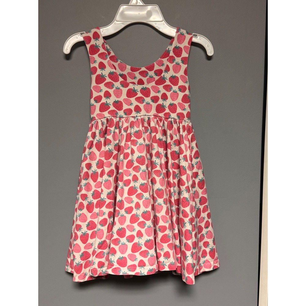 Ollie Jay Girls Pink Strawberry Print Sleeveless Twirl Dress Size 5 Summer Soft - Picture 4 of 6